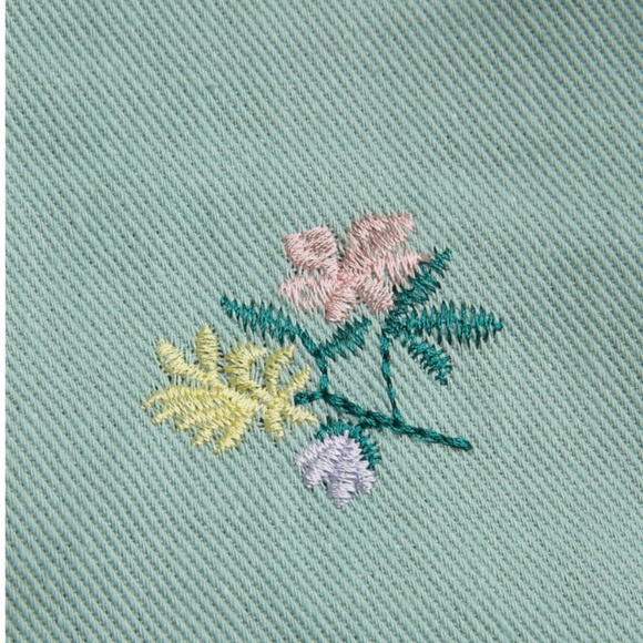 Floral Green Embroidery Romper - Picture 5 of 5